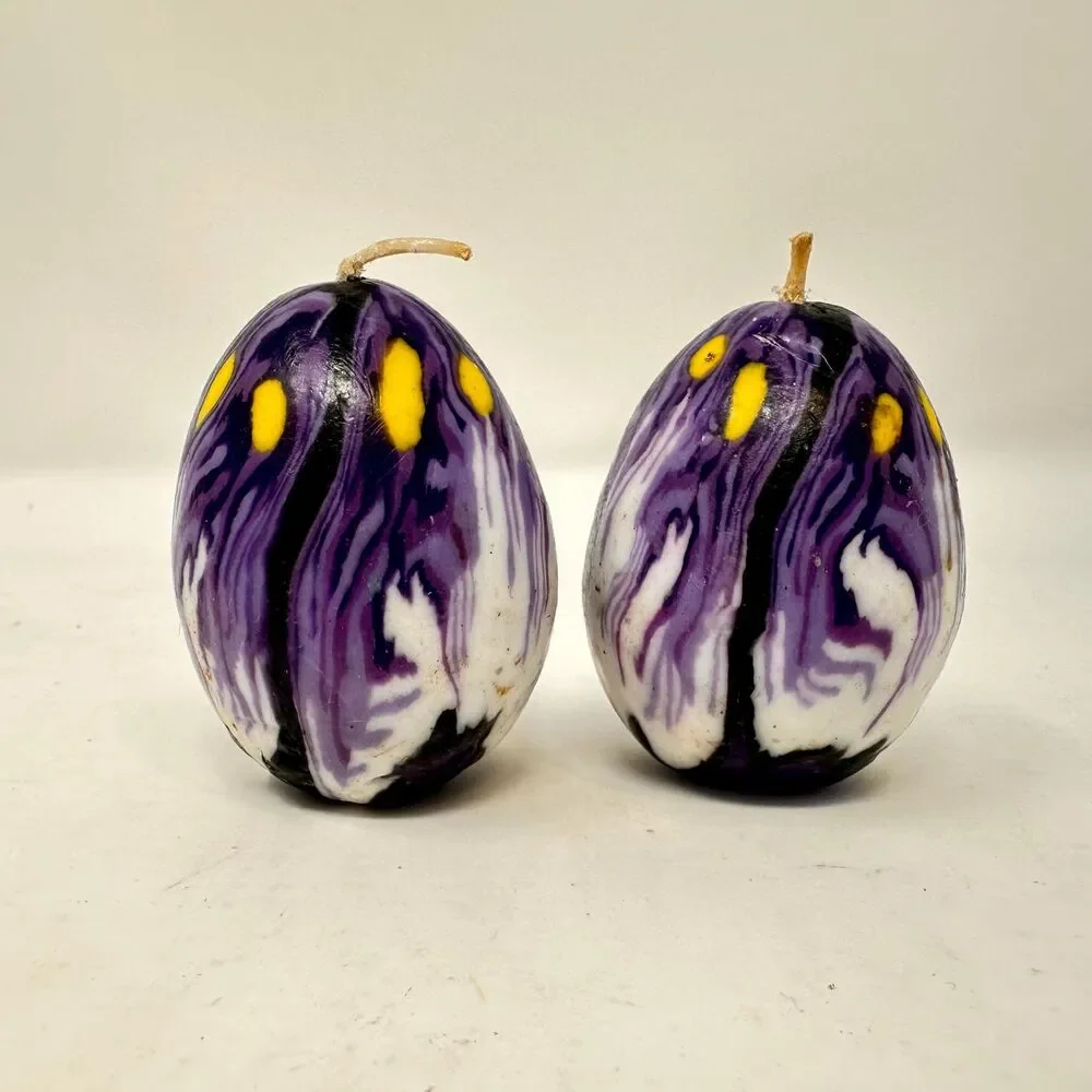 Vintage Multicolor Floral Egg Candles Set of 6 Candle & Egg collections 2.5”
